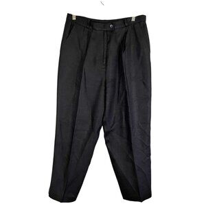 Talbots Irish Linen Neutral Pant Black 14P Classic Chic Work Wear Preppy Office